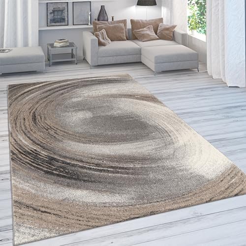 Paco Home Teppich Wohnzimmer Schlafzimmer Kurzflor Vintage Optik Bunt Modern Pastell Abstrakt, Grösse:200x290 cm, Farbe:Beige 3