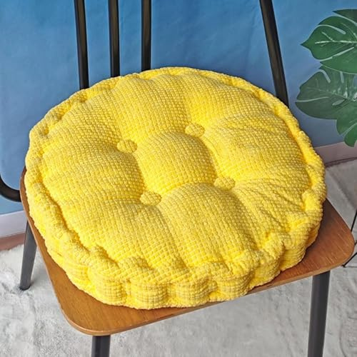 Bettschlange Juego de 2 cojines para silla de exterior de 40 x 40 cm, cojines gruesos para el suelo, para exteriores para banco y silla de jardín (redondo, amarillo, 40 x 40 cm)