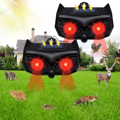 Fox Deterrents for Gardens 2 Packs Cat Repellent for Gardens, Fox Repellent for Gardens LED Lights and Waterproof, Effectively Driving Away Animals
