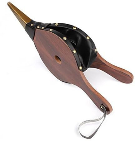 AMIUHOUN Mini fuelle de mano vintage marrón oscuro soplador de chimenea tradicional estufa encendedor ventilador para el hogar DIY Fireside piezas de repuesto accesorios