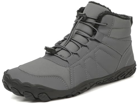 YuchiFa Bottes de neige d'hiver pour hommes et femmes, chaussures de randonnée, chaussures pieds nus d'hiver imperméables, chaussures de marche à bout large (708 gris foncé,41)