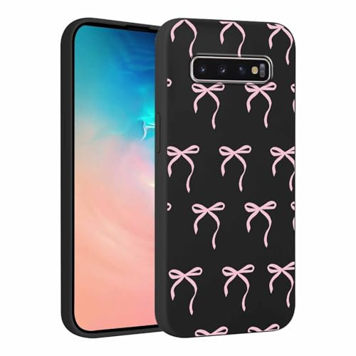 Phoona Bow Pattern Phone Case for Samsung Galaxy S10 Plus 6,4, Cute Aesthetic Design Print Funda with TPU Slim Liquid Silicone Shockproof Protection Soft Phone Cover for Women Girls, 01