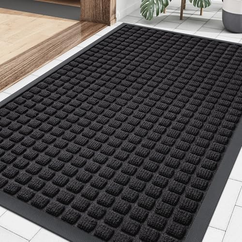 Smiry Front Door Mat Outside Entrance, Natural Rubber Doormat, 29.5x17 Inch