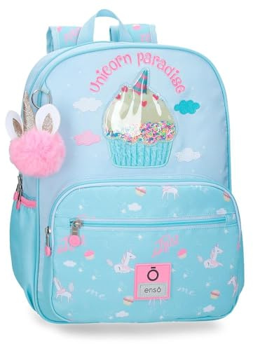 Enso Unicorn Paradise Mochila Escolar Adaptable a Carro Turquesa Azul 30x38x12 cm Poliéster 13,7L