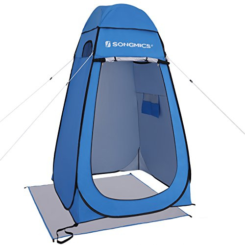 SONGMICS Portable Pop up Tent, Dressing Room Privacy Shelter, for Outdoor Camping Fishing Beach Shower Toilet, with Zippered Carrying Bag, Blue GPT01BU