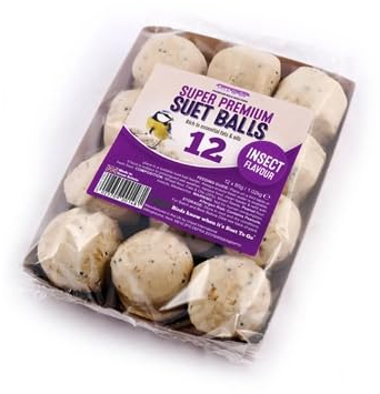 Suet To Go Insect Suet Balls Tray 12x85g - 12 Pack (85g per Suet Ball) - Premium Wild Bird Food
