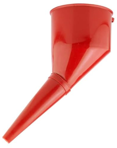 Fuel Funnel with Fine Mesh Filter and Handle for Easy Refilling - Thick Plastic Fuel Funnel for Petrol, Diesel, Oil, Ad-blue, Water, Screen Wash (Red)