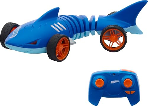 Hot Wheels RC Spielzeugauto, Ferngesteuerter Shark Speeder im Maßstab 1:15, das Sich wie eine Mutantenmaschine biegt, dreht und gleitet, mit Lichtern und Geräuschen