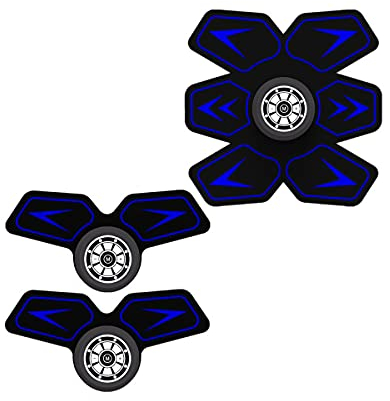 ABHI EMS Muskelstimulator Bauchmuskeltrainer USB Aufladung mit Touch-Taste Einstellbar Intensitäten Auto-Off Arm Bein Rücken Bauchweggürtel Pads für Damen Herren Elektrisch Trainingsgerät - Blau