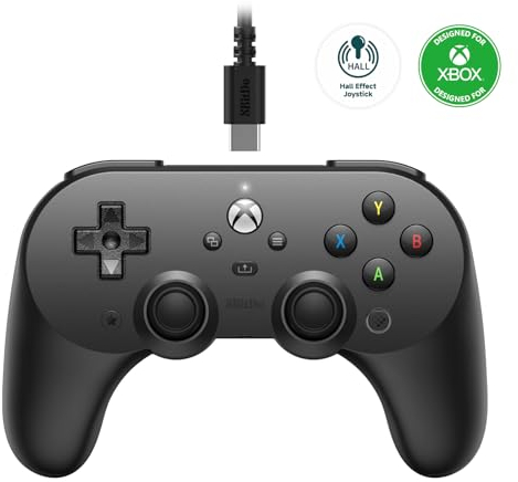 8Bitdo Pro 2 Wired Controller for Xbox, Hall Effect Joystick Update, 3.5mm Audio Jack, Compatible with Xbox Series X|S, Xbox One, Windows 10/11 - Officially Licensed (Black)