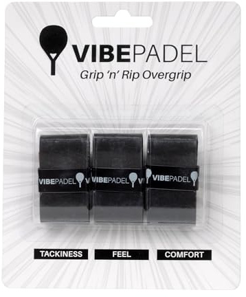 VIBEPADEL | Padel Grip for Tacky Feel | Grip 'n' Rip Padel Overgrip | Padel Racket Grip Tape | Padel, Pickleball, Squash and Badminton Racket Grip Tape | Padel Accessories and Padel Gifts | 3 Pack