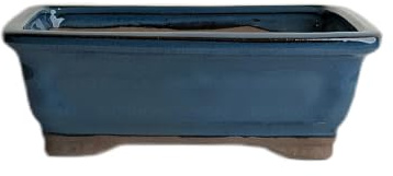 Glazed Ceramic Bonsai Pots without trays (Metallic Blue, 16cm)