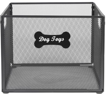 APITOS Dog Toy Basket-Metal Dog Toy Box-Wire Mesh Basket-Cute Pawprint Design-Pet Accessory Rust-Resistant Finish-for Cat & Dogs Toys Organization & Storage