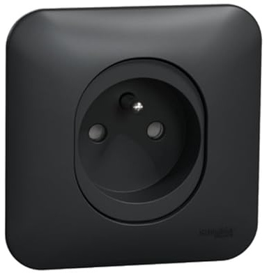 Schneider Electric - Prise 2P+T 16A anthracite complete avec support et plaque bornes auto Vis/Griffe Ovalis