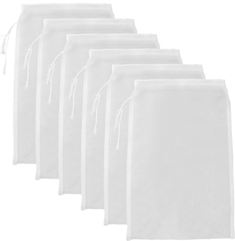 CREATCABIN 6 Bolsa de Filtro de Malla Fina para Leche de Frutos Secos de Nailon Lavable Y Reutilizable para Colar Zumos de Frutas Almendras Café Tofu Yogur Sopa Y Café Frío 30 x 20cm