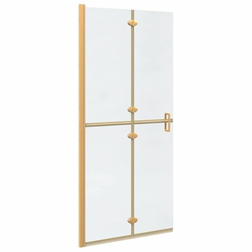 vidaXL Panel de Ducha a RAS de Suelo Dorado 90 x 6.5 x 190 cm, División Moderna para baño, Vidrio Templado, Ducha de Lujo, Pared Rectangular, Divisor de Aluminio, Espacio eficiente