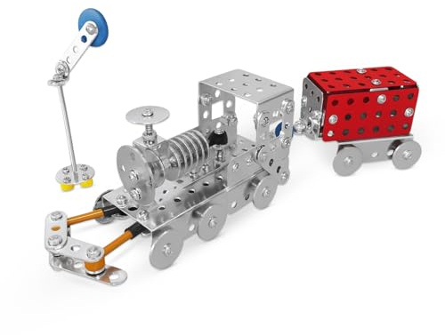 SGM 196-Piece Metal Train Model Kit – DIY Build-Your-Own Train Toy, STEM Educational Construction Set, Engineering Toy for Kids 6+ - 3D Puzzles for Adult Teens