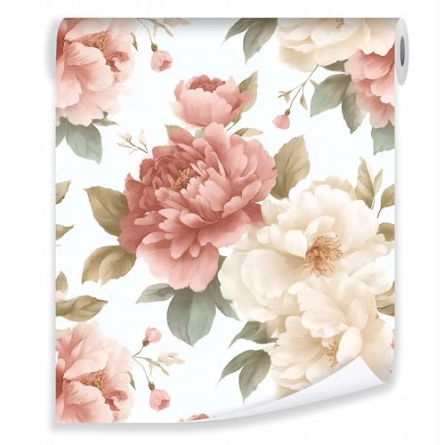 WallArena - Papel pintado no tejido peonías rosas 10 m - Papel pintado para sala de estar o dormitorio - Papel pintado no tejido - Papel pintado - Papel pintado con motivos - Decoración de pared