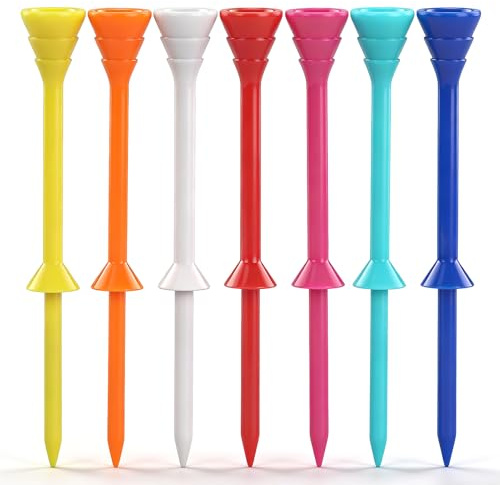 100 Pezzi Tee da Golf da 83 mm,Lunghi in plastica Arancione Bianco Blu Giallo, Tee da Golf Professionali in plastica infrangibile