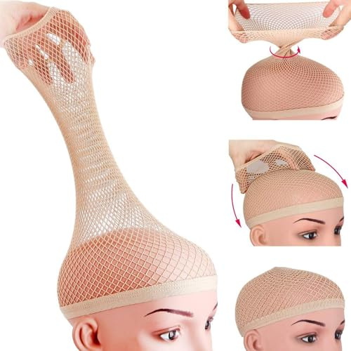 YAOYYG 4 Piezas Redecilla Pelo Para Peluca, Para Cabello Largo Y Espeso