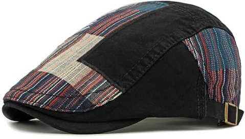NLAND Boinas Hombre Algodón Gorras Plana Ajustable Gorras Irlandesa Ligero Vintage Sombreros Beret Newsboy Cabbie Trucker Gatsby Flat Cap(Negro,Talla única)