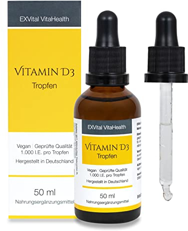 Vitamin D3 Tropfen – 25 μg - Laborgeprüft - 50ml - In MCT-Öl aus Kokos - Hochdosiert & in Premiumqualität, vegan