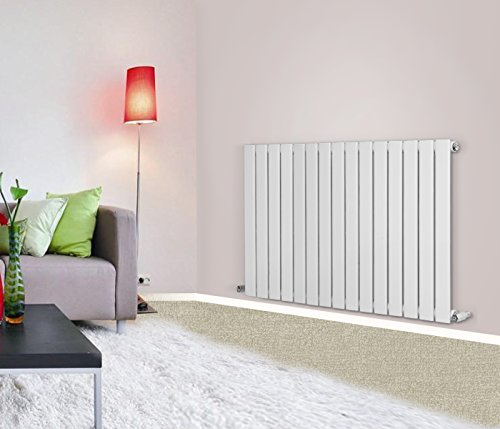 NRG Horizontal Flat Panel Column Designer Radiator Bathroom Central Heating Gloss White Single 600x1020mm