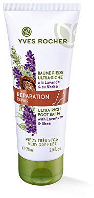 Yves Rocher Trattamento emolliente per piedi disidratati e screpolati, balsamo per i piedi, alla lavanda, 1 confezione da 75 ml