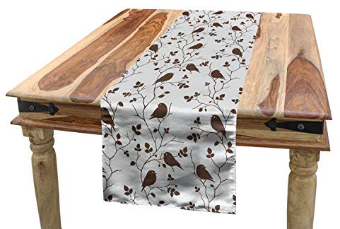 ABAKUHAUS Blätter Tischläufer, Retro Rustikale Herbst, Esszimmer Küche Rechteckiger Dekorativer Tischläufer, 40 x 180 cm, Hellgrau Braun