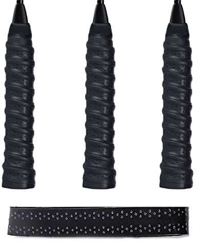 ILLUVA 3 Pack Racket Grip Tape, Anti Slip Tennis Overgrips Absorbent Badminton Squash Replacement Racket Grip(Black)
