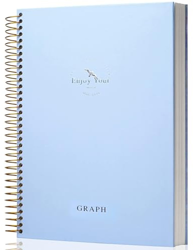 FLYING EAGLE 8.5 x 11 Large Graph Notebook Journal Spiral Graph Grid Notebook 210 Pages Hardcover Notebooks Engineering Paper Notebook Graphing Notebook for Men Women, Blue