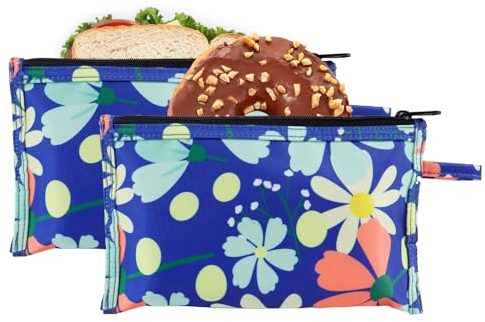 Moyad Tostapane Sacchetti –Confezione da 2 Riutilizzabile Antiaderente Resistente al Calore –Sandwich Pane Pizza Tasche in Microonde Tostapane Forno Grill -Fiori colorati, S
