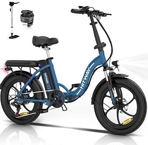 HITWAY E Bike Elektrofahrrad E-Fahrrad 20 Zoll Fat Tire faltbares Elektrofahrrad, 250W/36V/12 Ah Akku, Maximale Laufleistung 35–90 km