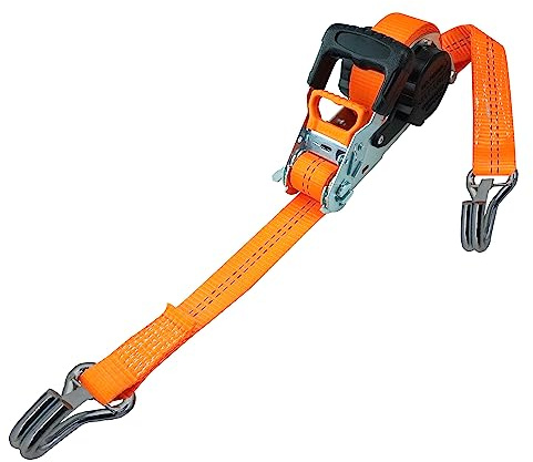 PETEX Automatisk spärrspännrem, självrullande, 1 del, 5 m x 35 mm, 1 000/2 000 daN, orange, säkerhetskrok
