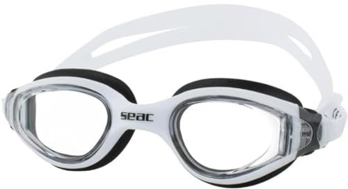 SEAC Ritmo, Lunettes Natation Piscine et mer pour Femme et Homme, Noir/Blanc
