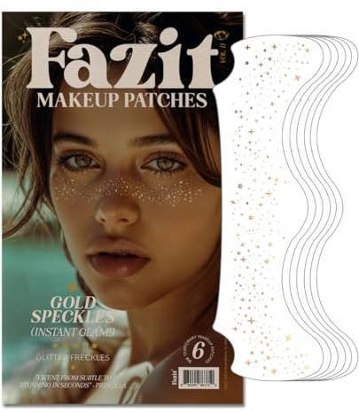 Fazit Makeup Patches - Gold Speckles - Glow Up Make-Up Patches - Cute Glitter Makeup Accessories for Women - Cosmetic Glitter for Face