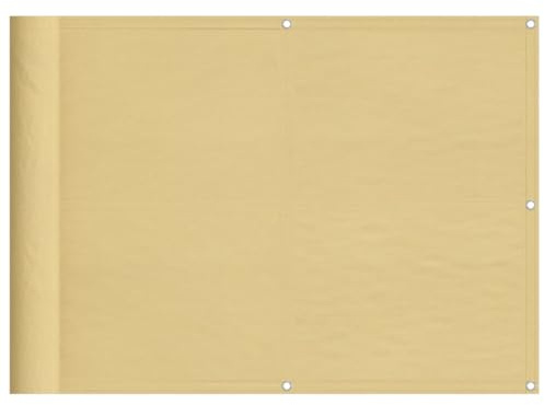vidaXL Balkon Sichtschutz, Balkonbespannung mit Aluminium-Ösen, Balkonverkleidung Wasserfest, Balkonabdeckung Windschutz, Sandfarben 75x500cm 100% Polyester-Oxford