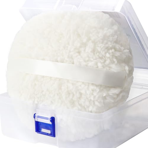 WSYUB Powder Puff, 6 Inch Extra-Large Powder Puff for Body Powder, Body Powder Puff, White,Large