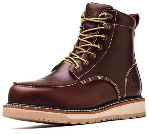 SL-Saint Fait à La Main Classique Imperméables Souple Moc Toe Bottes Welts 6'' (Rouge-Marron Compensée Semelle, Adulte, Homme, 42.5, Numérique, Système Taille Chaussures EU, Moyen)