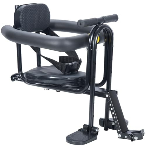 PEESHON Fahrrad Kindersitz Vorne, Abnehmbarer Kindersitz Fahrrad mit Leitplanke, Rückenlehne, Pedal, für Kinder von 2~6 Jahren (bis zu 30 kg), Geeignet für Mountainbikes, Citybikes, Falträder