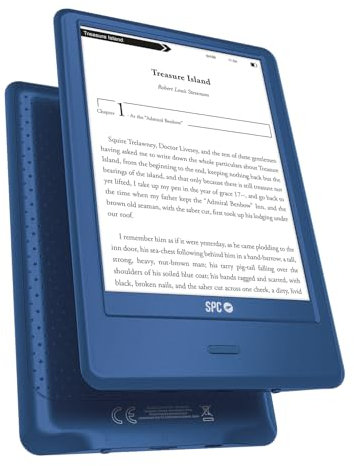 SPC Dickens Light 2 Pro – Liseuse Livre électronique écran Tactile 6 Pouces | Luminosité et température de Couleur réglables | 8GB Plus de 8 000 Livres | 1 Mois autonomie | Léger Fin | USB-C | Bleu