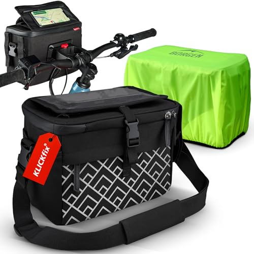 Borgen Bolsa Manillar KLICKfix Smartphone - 6 L Repelente al Agua y espaciosa - Bolsa Manillar Bicicleta ebike - Bolsa Manillar Bicicleta teléfono móvil