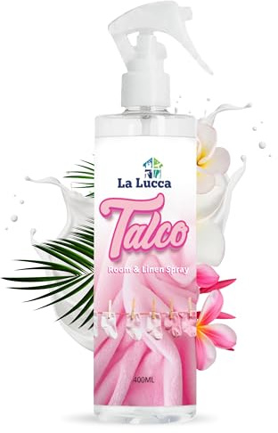 LaLucca Talco Room & Linen Spray 400ml | Soft Talcum Powder Fragrance | Spanish Room & Fabric Mist | Home Spray for Bedding, Curtains & Upholstery | Gentle Powder Fresh Scent for Everyday Use