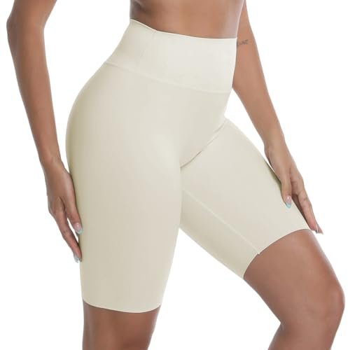 Towintec cykelshorts med hög midja för kvinnor, magkontroll, tights för damer, löparleggings, iskomfort strech, cykelbyxor, fjärilar, mjuka formande undershorts för atletisk yoga, träning sport, Vitt