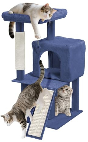 Suusolny Tiragraffi beige per gatti, 92,5 cm, con robuste colonne tiragraffi e grandi piattaforme, ideale per arrampicata con zone di riposo e possibilità di graffi per gatti attivi