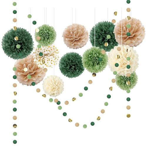 pclapora 15 Piezas Pompones de Papel, Colgar Reutilizable Multicolor Pompones Decorativos, Flores de Papel, Pompone Decoracion Fiesta, Decoración de Fiesta para Fiestas, Bodas, Cumpleaños, Navidad