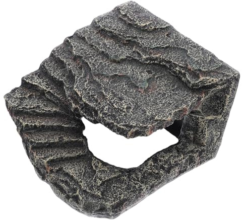 ROMISBABA Cueva de Resina Grande para Reptiles Escondite Natural y Resistente al Agua para Lagartos Serpientes y Tortugas Refugio para Terrarios de Mascotas Decoración Realista para