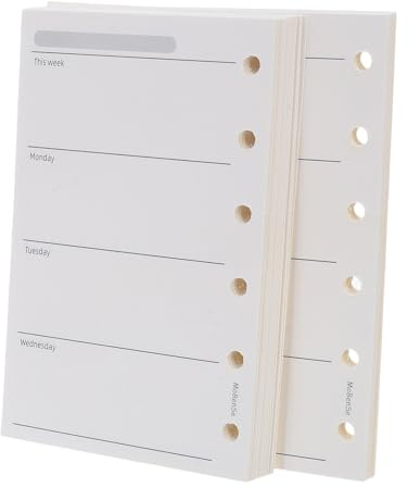 Cabilock Ricariche per Planner Settimanale A7 da 200 Fogli a Righe Carta di Ricambio Perforata a 6 Fori 4,7x3,1 per Raccoglitori ad Anelli Inserti Agenda Settimanale Multifunzione
