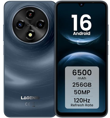 LAGENIO A12 Pro Smartphone Android 16-6.9 HD+ 120Hz Grande Schermo, 24GB RAM+256GB ROM TF/1TB Telefono Cellulare 6500mAh, 50MP+8MP Cellulari e Smartphone 4G Dual SIM/Fingerprint/Face ID/OTG