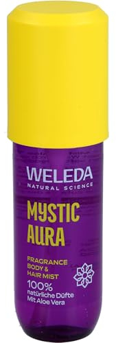 WELEDA Fragrance Body & Hair Mist Mystic Aura, spray per il corpo con arancia, orchidea, patchouli e ambra, rinfresca pelle e capelli (vegano, 95 ml)